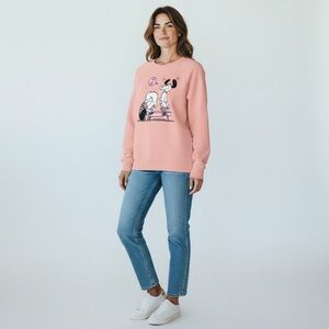 LINUS & SNOOPY Salmon Pink Sweatshirt RARE   Unisex  size Large     Collectible
